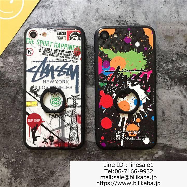 stussy iphone8ケースホールドリング付き