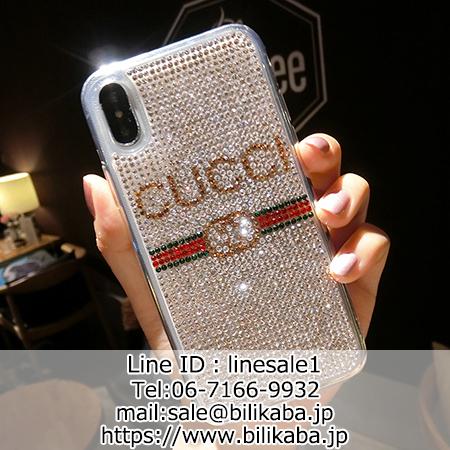 Gucci iPhoneXケース キラキラ ダイヤモンド付き