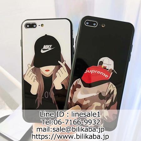 NIKE iPhone8plusケース 鏡面ガラス