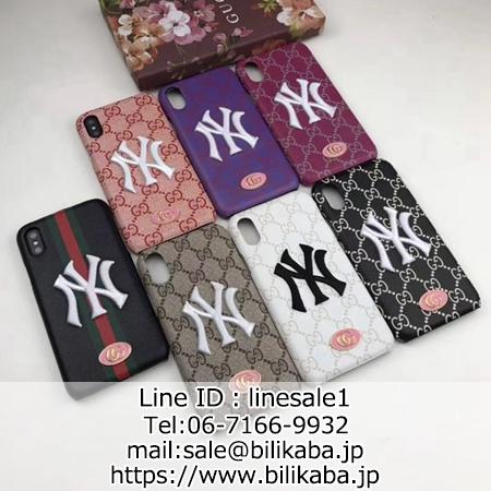 グッチ ニューエラ iPhoneXS Maxケース 刺繍付き