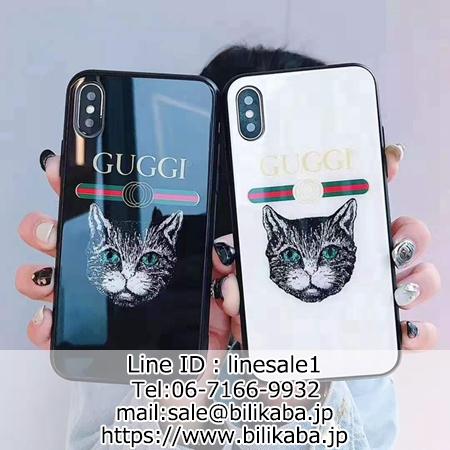 gucci 背面ガラス 猫柄 iphone11 pro マックスケース