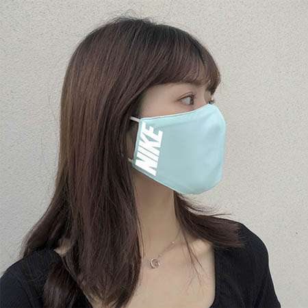 NIKE マスク 立体  定番ロゴ ナイキ風 蛍光イエローマスク 青いマスク
