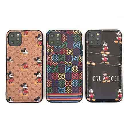 GUCCI ビジネス風 ミッキーマウス柄カード収納 iphone12 12pro 12max 12pro maxスマホケース 流行り 東京 レザー iphone11 11proケース 全機種対応