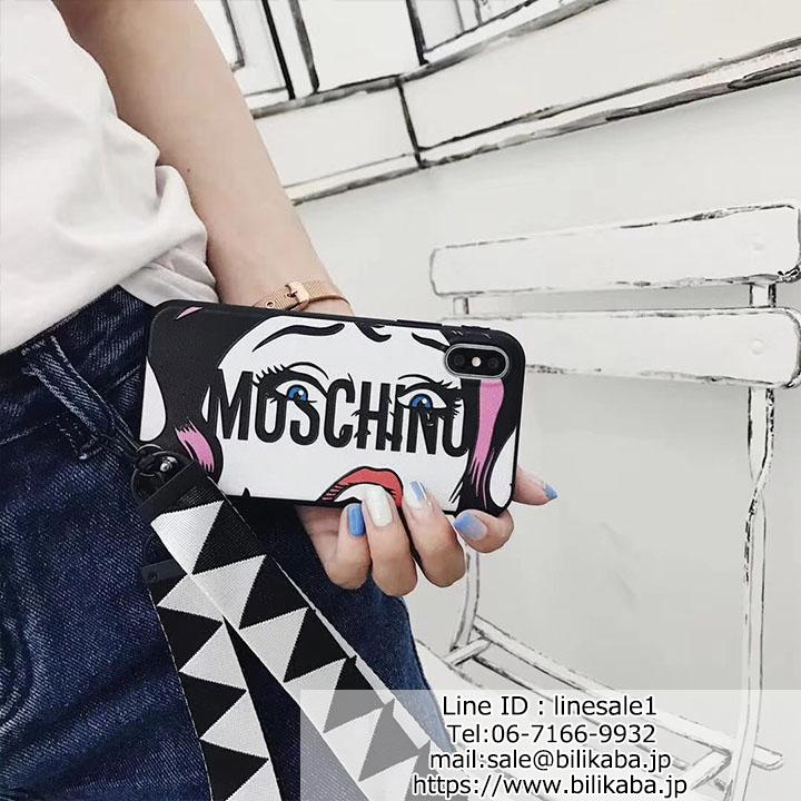 MOSCHINO アイホンXケース ストラップ付き