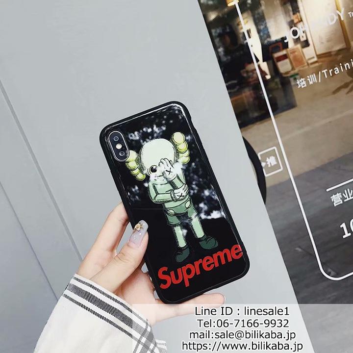 supreme kaws iphone7plusケース 背面ガラス