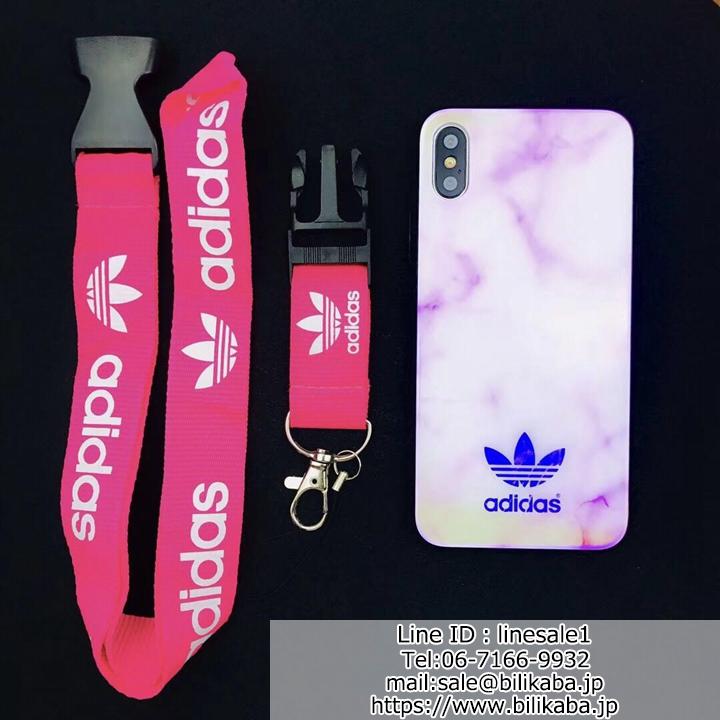 Adidas iphone8plus携帯ケース ネックストラップ