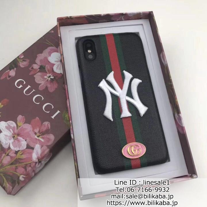 gucci ny iphonexr カバー 刺繍付き