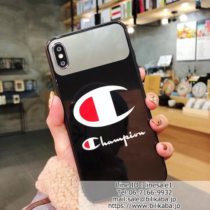 Champion iphonexr カバー ミラー付き