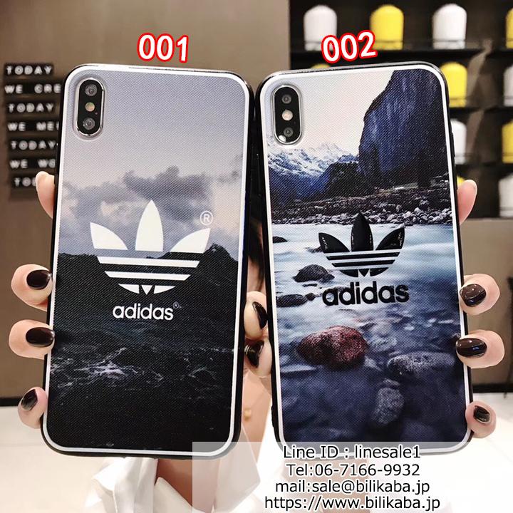 Adidas iPhoneX/XR ケース 三つ葉 浮き彫り