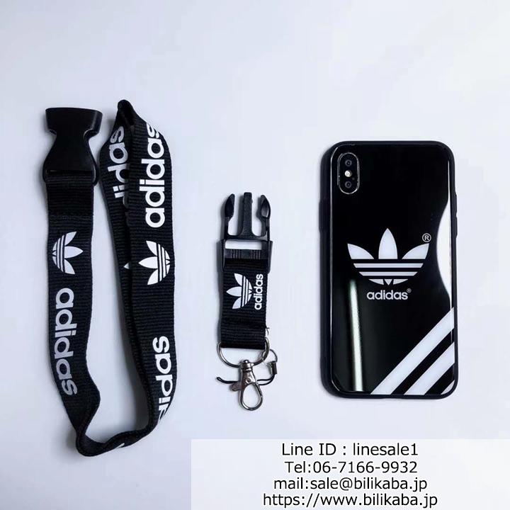 Adidas アイホンXSカバー 背面ガラス