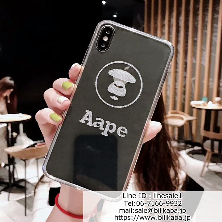 Aapeロゴキラキラ 透明iphone8plusケース
