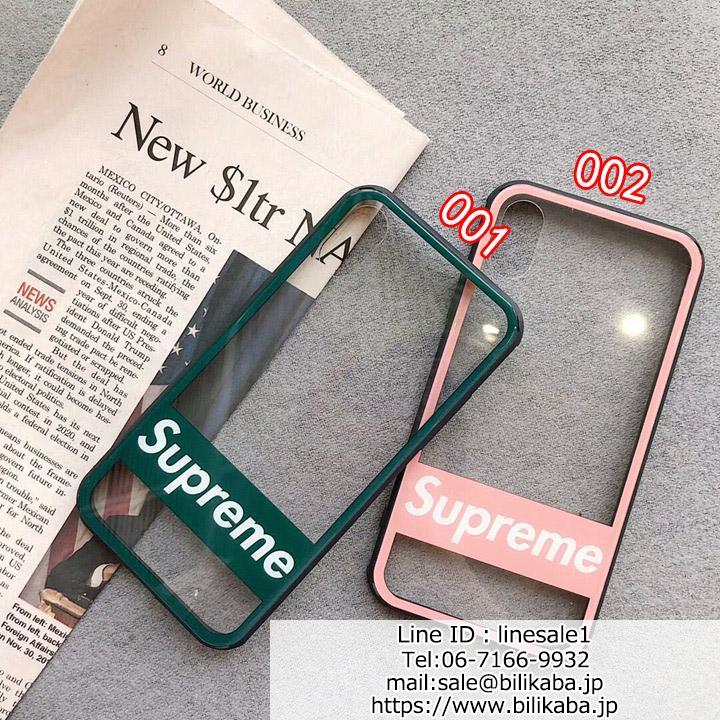 Supreme 透明ガラス iphonexs maxケース