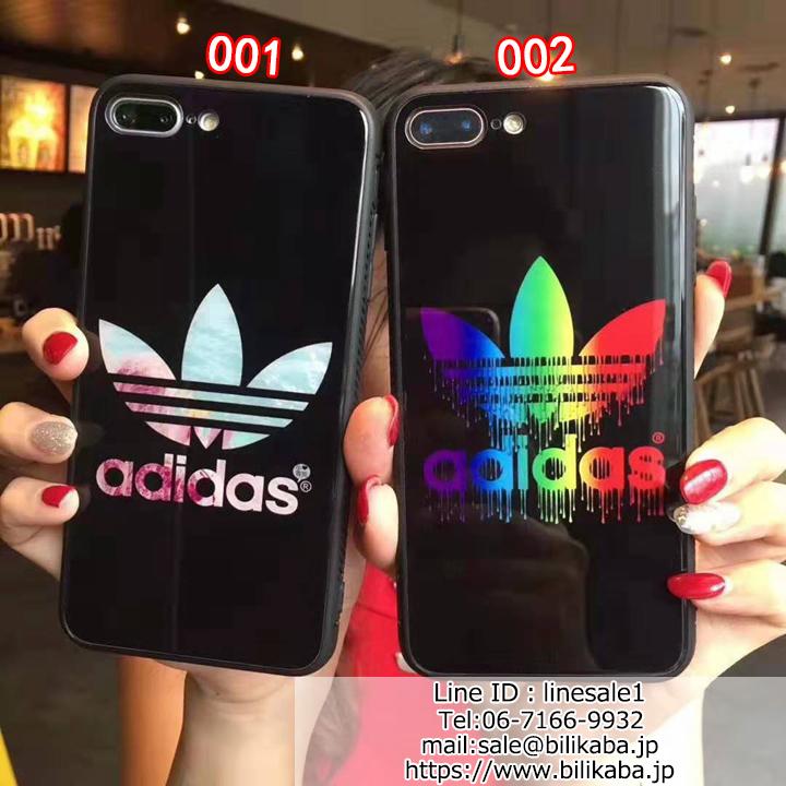 三つ葉 Adidas 背面ガラス iPhoneX/XR/XSケース