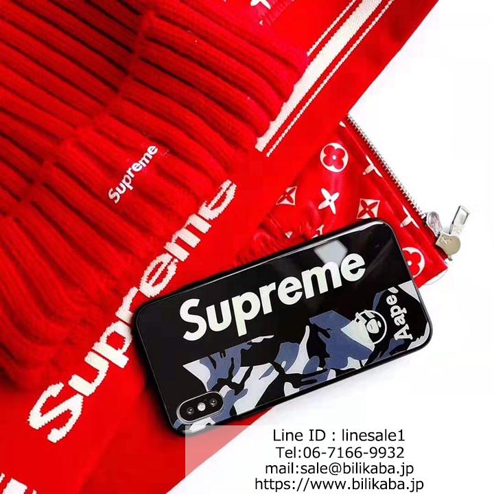 ブランド柄 Supreme 夜光 背面ガラス ケース