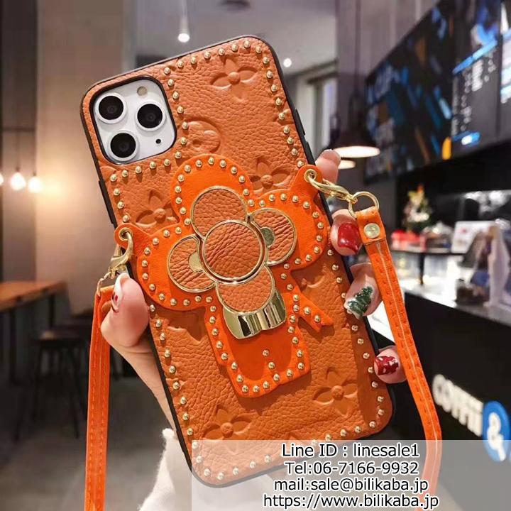 パール付き LV 本革 スタンド機能 アイフォン11pro max ケース ルイヴィトン