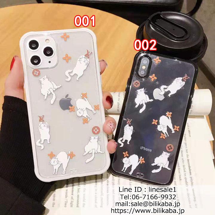 LV アイフォン11/xs max ねこモノグラム柄 半透明 スマホケース