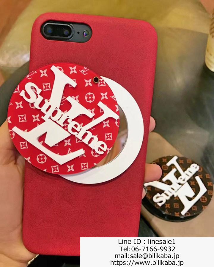 LV Supreme iPhone8 plusケース 化粧鏡付き